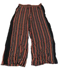 Černo-bílo-korálové pruhované volné kalhoty Page one young