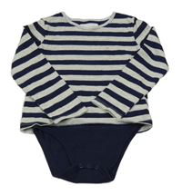 Šedo-tmavomodré pruhované triko s všitým body Pocopiano