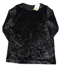 Nové - Černé třpytivé sametové triko Nutmeg