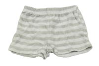 Šedo-bílé pruhované froté kraťasy Vertbaudet