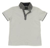 Bílé polo tričko s puntíkatým límečkem Next