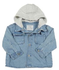 Světlemodrá riflová bunda s teplákovou kapucí Primark