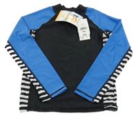Nové - Černo-modro-pruhované UV triko TILT