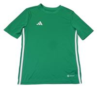 Zelené sportovní funkční tričko s pruhy a logem Adidas