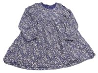 Tmavomodro-béžové květované bavlněné šaty Next