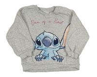 Šedá melírovaná mikina se Stitchem Disney