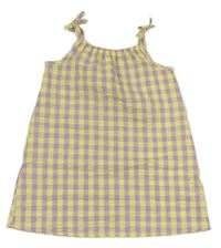 Žluto-fialové kostkované krepové šaty zn. Nutmeg