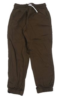 Kávové plátěné cuff kalhoty H&M