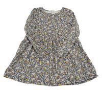 Tmavomodré bavlněné šaty s kytičkami H&M