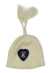 Smetanová pletená čepice s kočkou 