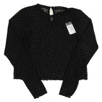 Nové - Černá síťovaná crop halenka s květy Primark