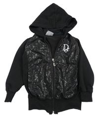 Černá teplákovo/šusťáková bundomikina s kapucí a logem Dior