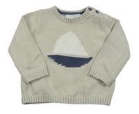 Šedý svetr s plachetnicí 