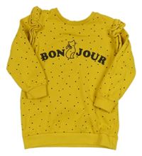 Žlutá dlouhá mikina s kočkou a volánky So Cute