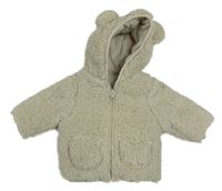 Béžový huňatý zateplený kabátek s kapucí George 