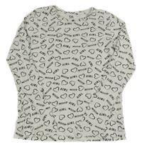 Bílo-černé triko s nápisy a srdíčky C&A