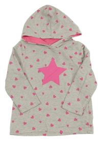 Šedo-růžová mikina se srdíčky a kapucí Topolino