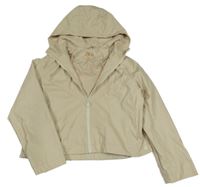 Béžová nepromokavá jarní crop bunda s kapucí Zara