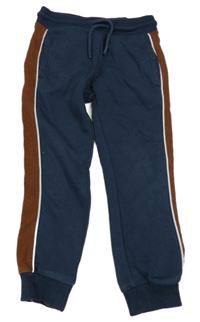 Tmavomodro-hnědé tepláky s pruhy C&A