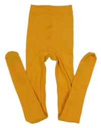 Okrové vzorované punčocháče 