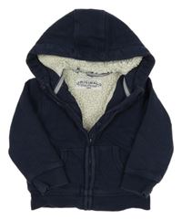 Tmavomodrá propínací zateplená mikina s kapucí M&S