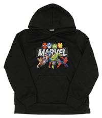 Černá mikina s hrdiny a kapucí 