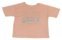 Broskvové sportovní crop tričko s nápisem Ergeenomixx