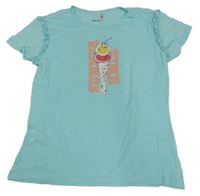 Světlemodré tričko se zmrzlinou a volánky Pocopiano 