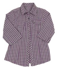 Purpurová kostkovaná halenka 