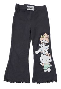 Tmavošedé žebrované flare tepláky s Kitty Primark