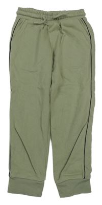 Khaki tepláky s proužky 