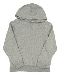 Šedá melírovaná mikina s kapsou a kapucí H&M