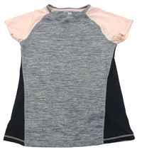 Šedo-černo-světlerůžové melírované sportovní tričko H&M