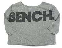 Šedé melírované oversize crop triko s logem Bench.