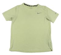 Světleolivové melírované funkční sportovní tričko s logem Nike