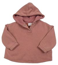 Starorůžová oversize teplá mikina s kapucí zn. ZARA