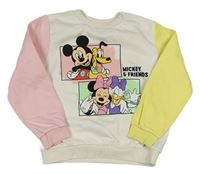 Bílo-žluto-světlerůžová mikina s Minnie a Mickey s kamarády H&M