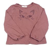 Starorůžové mikinotriko s kočičkou H&M