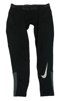 Černo-tmavošedé thermo spodní kalhoty s logy Nike