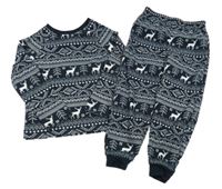 Tmavomodro-bílé vzorované pyžamo s jeleny a stromy PRIMARK