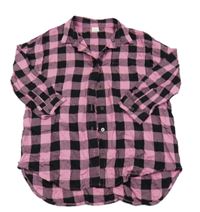 Růžovo-černá kostkovaná propínací oversize tunika Next