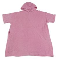 Růžový froté župan s kapucí Next