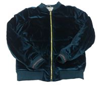 Smaragdový lesklý prošívaný sametový zateplený bomber M&S