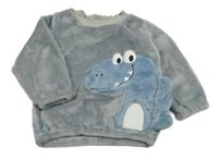 Šedá plyšová mikina s dinosaurem SHEIN