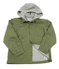 Khaki riflová podšitá košilová bunda s kapucí PRIMARK