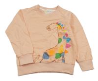 Broskvová mikina s dinosaurem 