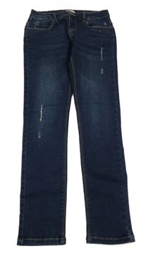 Tmavomodré skinny teplákové rifle s prošoupáním esentiel