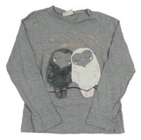 Šedé melírované pyžamové triko se sovičkami C&A