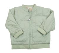 Světleolivová prošívaná šusťáková zateplená oboustranná bunda so cute