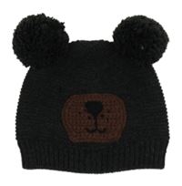 Tmavošedá melírovaná pletená čepice s bambulemi - medvídek Next